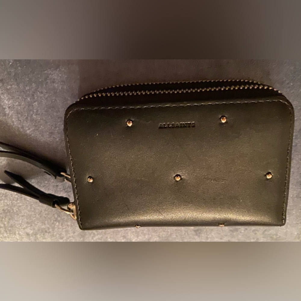 Allsaints Leather Studded Credit Card Holder